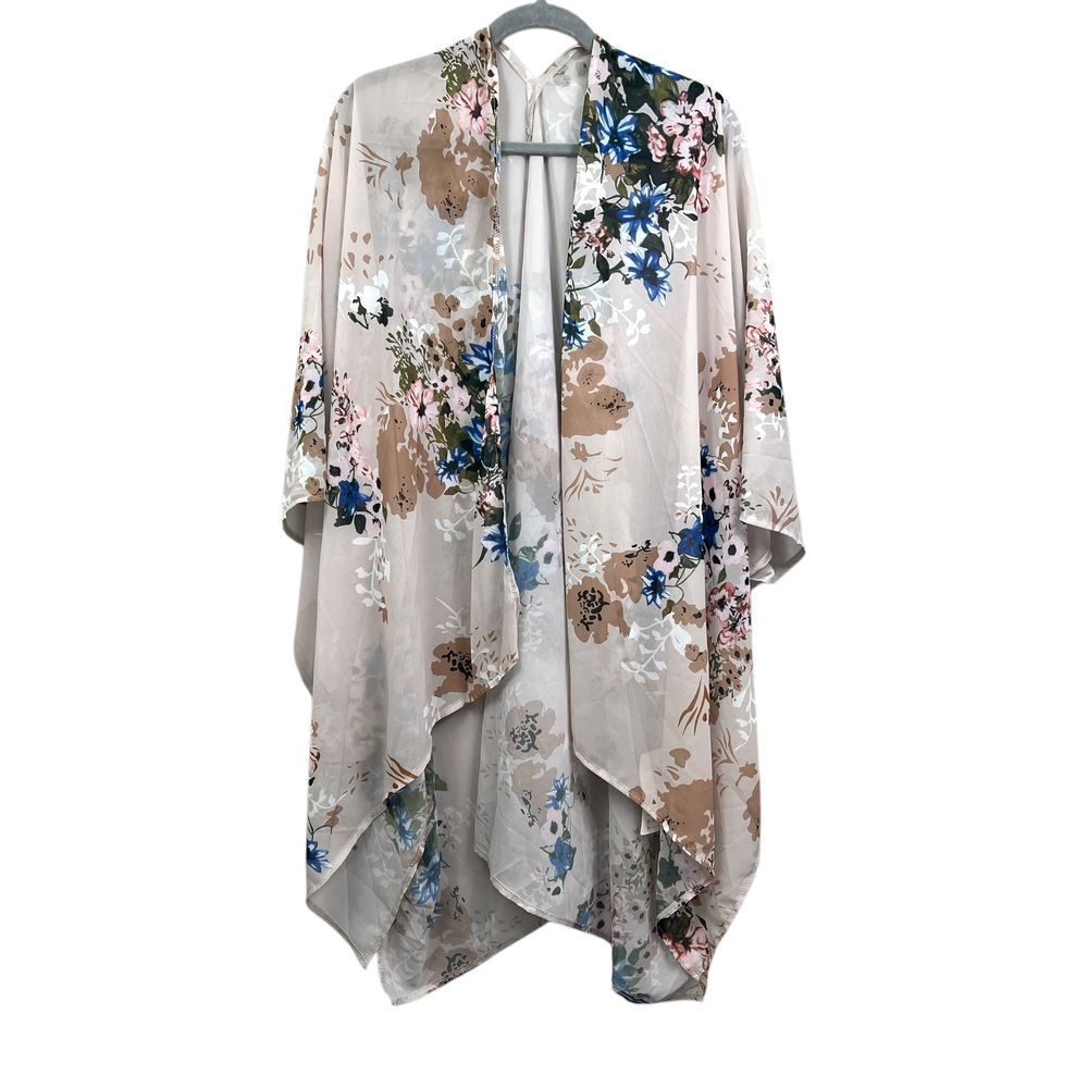 Feitong Womens Floral Kimono Semi Sheer Watercolor Print Boho Size One Size*